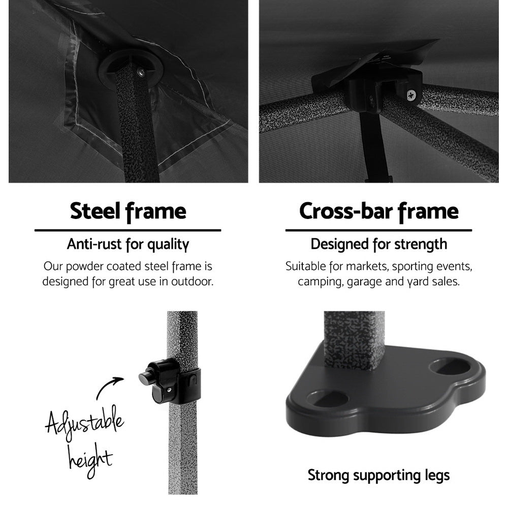 Gazebo Pop Up Marquee 3x4.5 Folding Tent Wedding Gazebos 500D Black