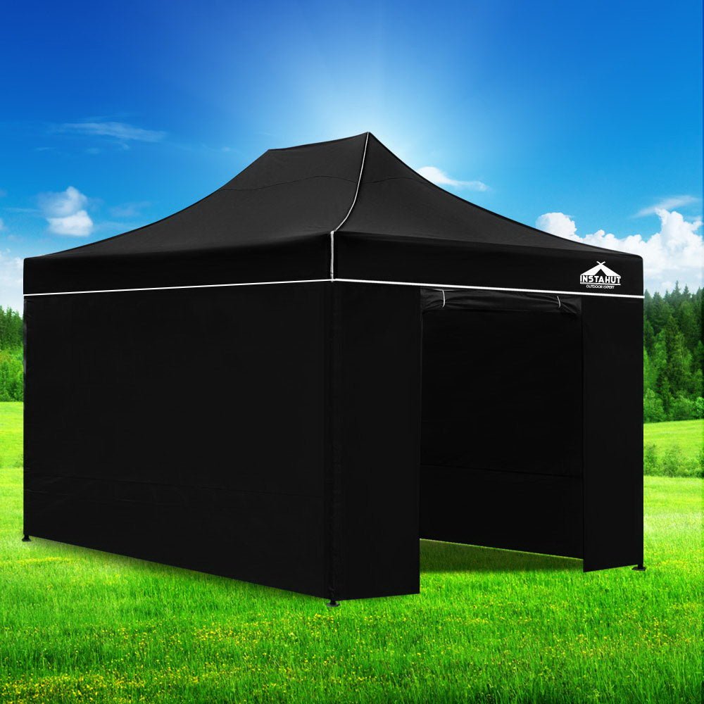 Gazebo Pop Up Marquee 3x4.5 Folding Tent Wedding Gazebos 500D Black