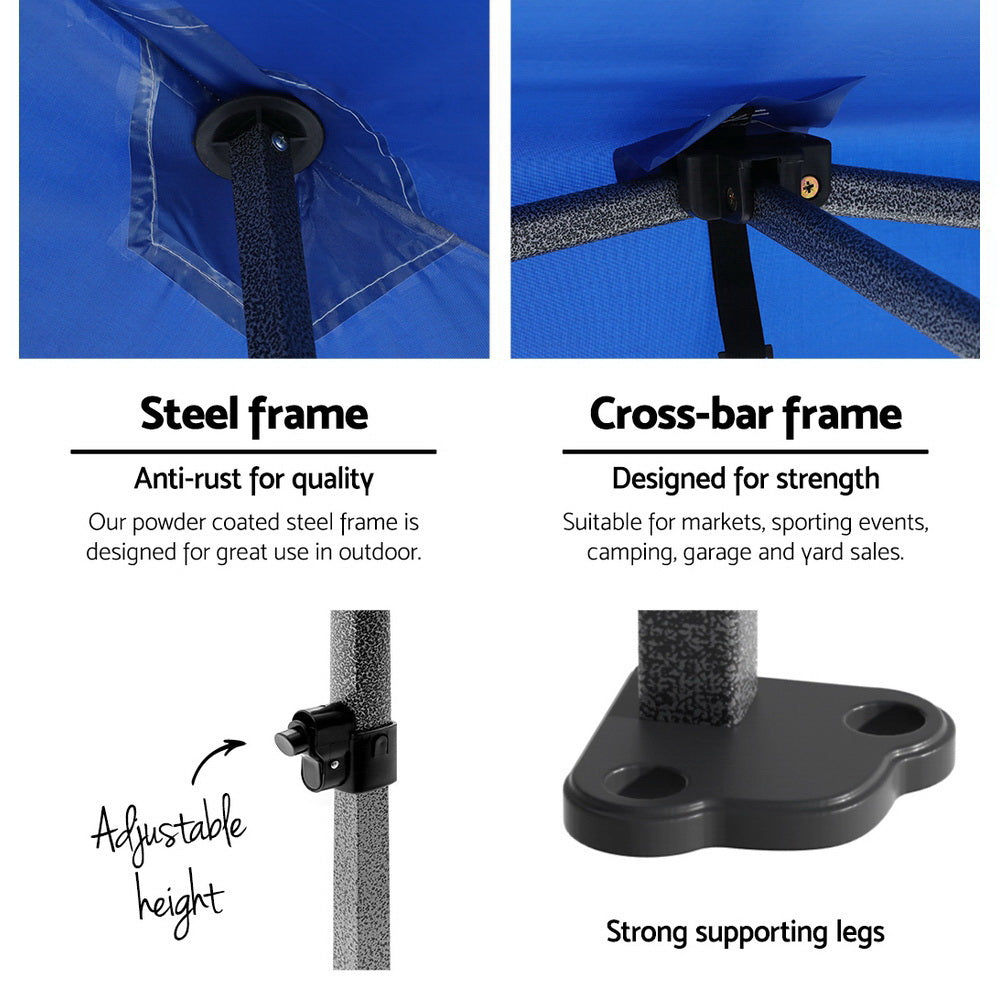 Gazebo 3x4.5 Pop Up Marquee Folding Tent Wedding Gazebos Camping Outdoor Shade Canopy Blue