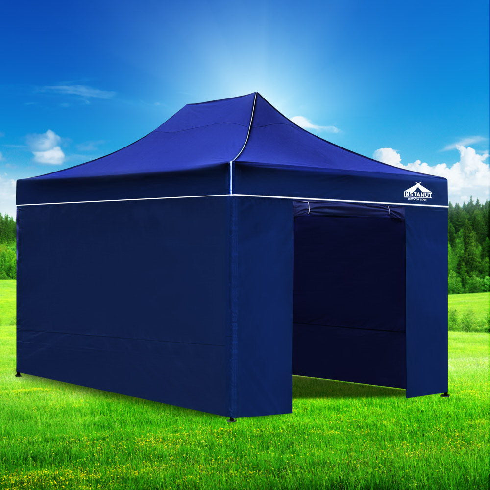 Gazebo 3x4.5 Pop Up Marquee Folding Tent Wedding Gazebos Camping Outdoor Shade Canopy Blue
