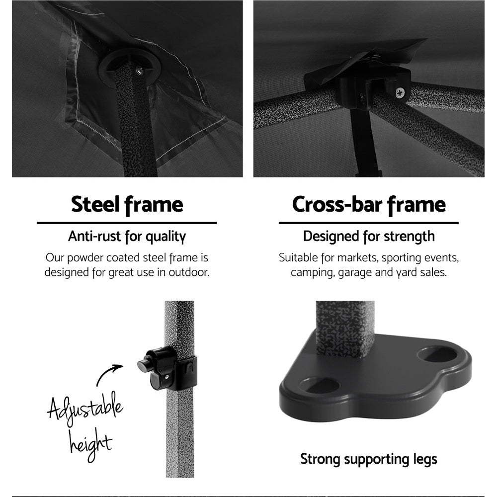 Gazebo 3x6 Pop Up Marquee Folding Tent Wedding Gazebos Camping Outdoor Shade Canopy Black