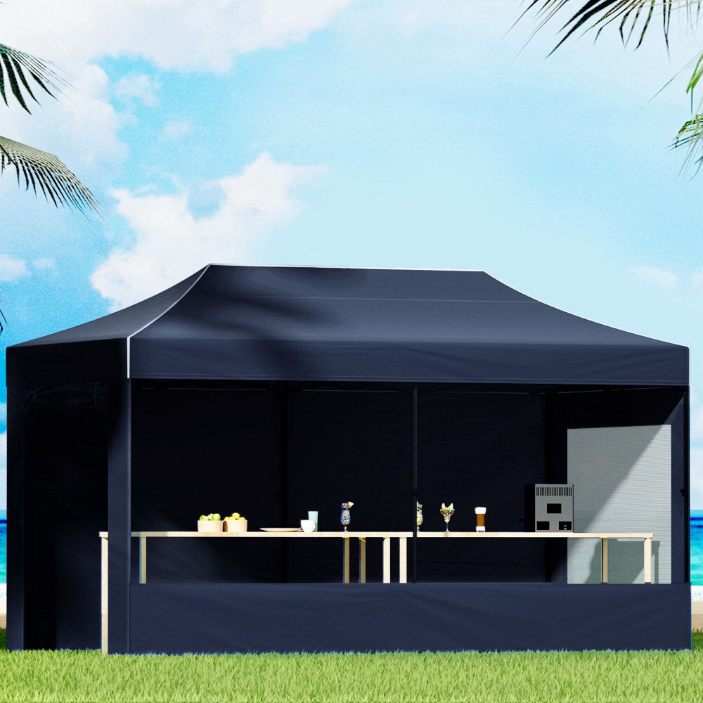 Instahut Gazebo Pop Up Marquee 3x6 Folding Tent Gazebos Camping 500D Oxford Navy