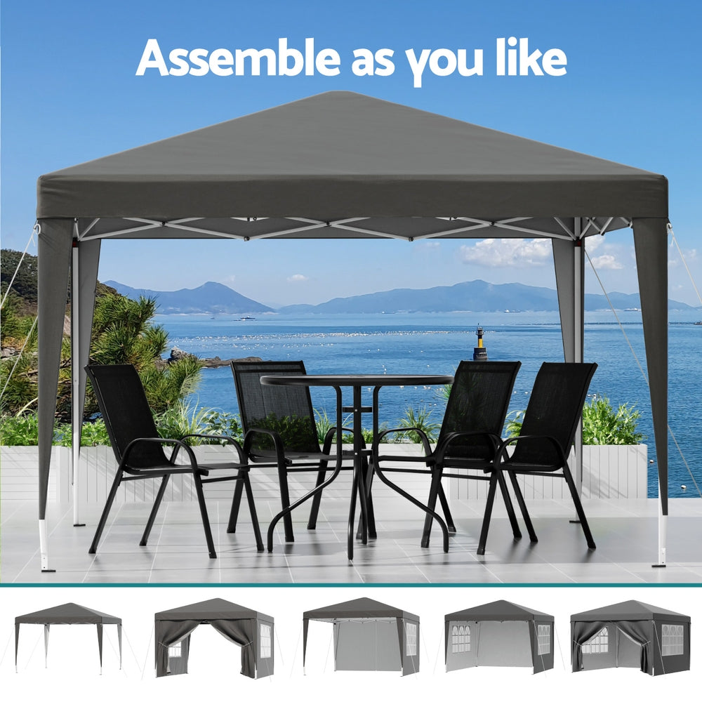 Gazebo 3x3 Pop Up Marquee Folding Tent Wedding Gazebos Camping Outdoor Shade Canopy Gray