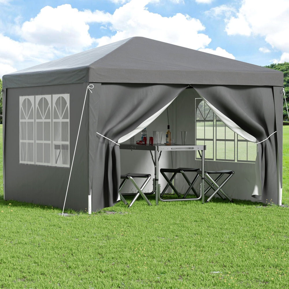 Gazebo 3x3 Pop Up Marquee Folding Tent Wedding Gazebos Camping Outdoor Shade Canopy Gray