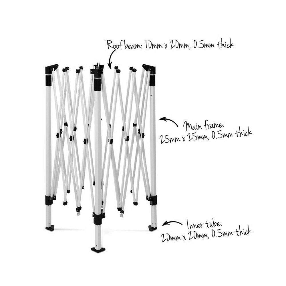 Gazebo Pop Up Marquee 3x3m Wedding Party Outdoor Camping Tent Canopy Shade Mesh Wall Grey