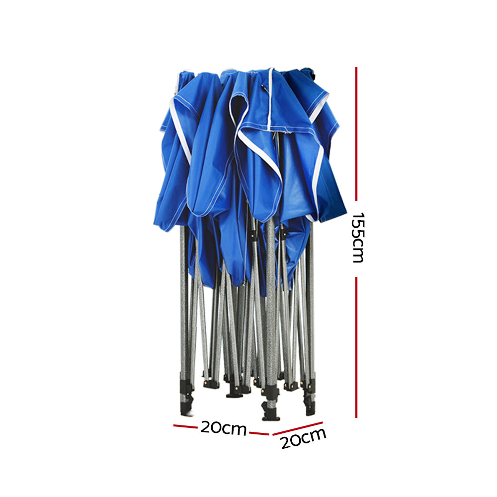 Gazebo Pop Up Marquee 3x3 Folding Tent Outdoor Camping 500D Oxford Blue