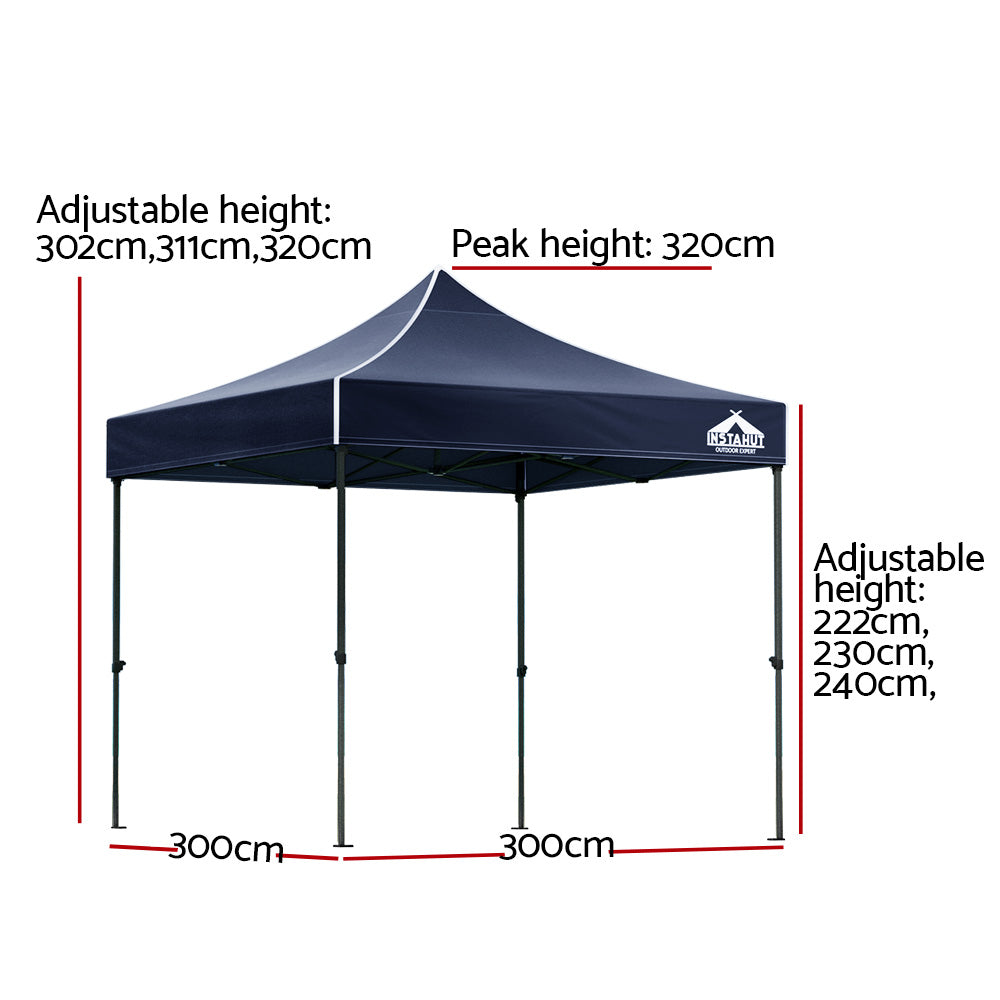 Gazebo Pop Up Marquee 3x3m Folding Tent Wedding Outdoor Camping Canopy Gazebos Shade Navy