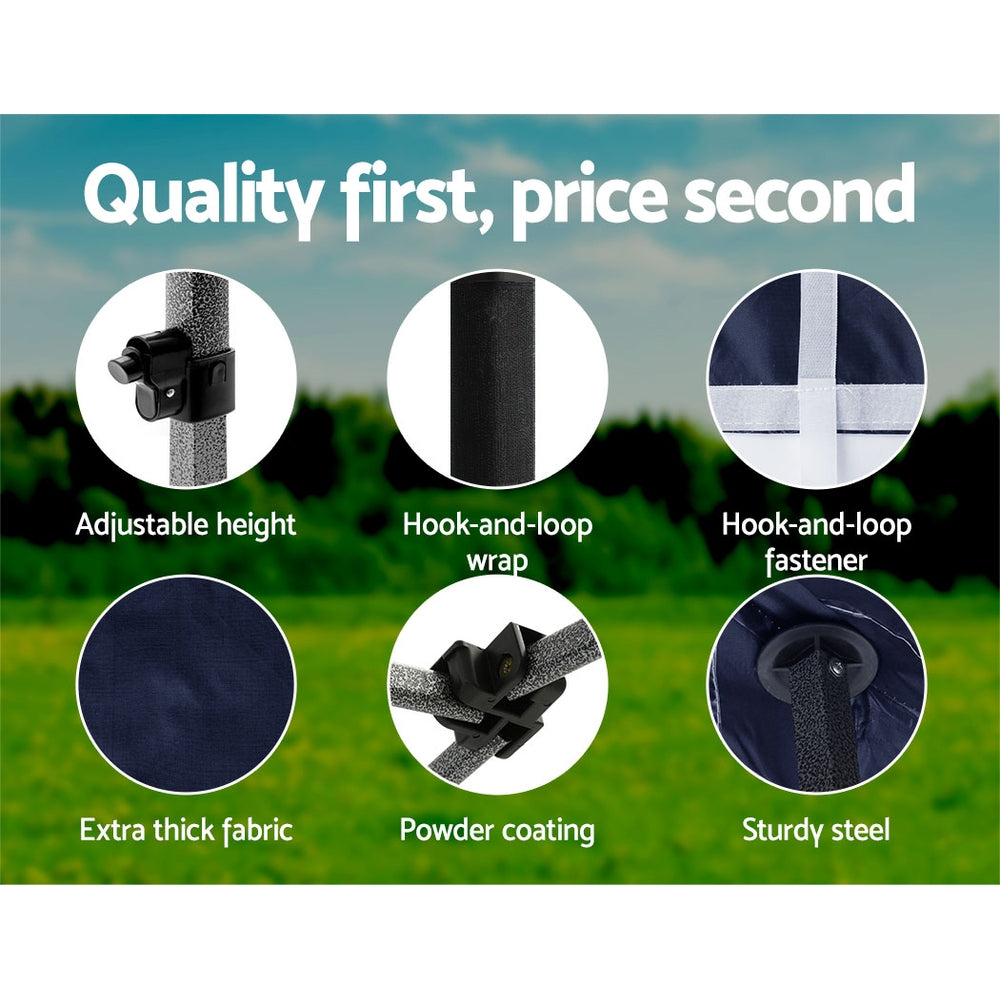 Gazebo Pop Up Marquee 3x3m Folding Tent Wedding Outdoor Camping Canopy Gazebos Shade Navy