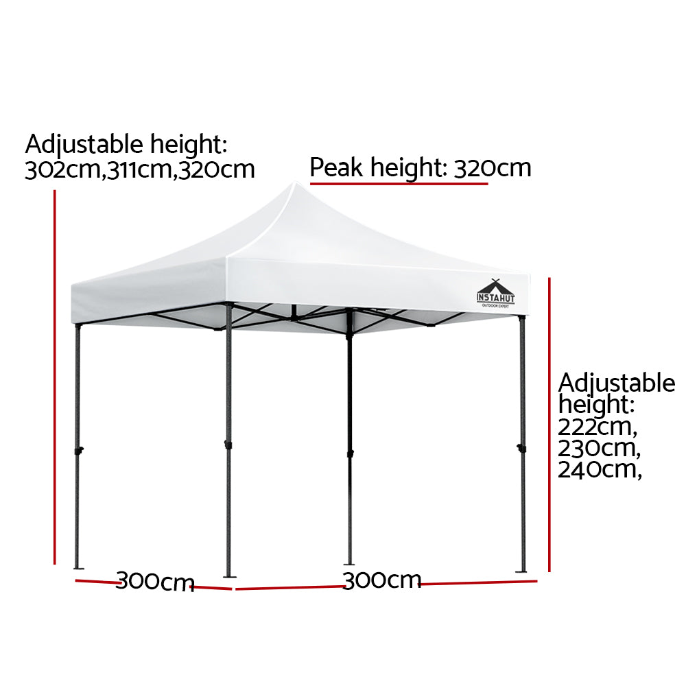 Gazebo Pop Up Marquee 3x3 Folding Tent Outdoor Camping 500D Oxford