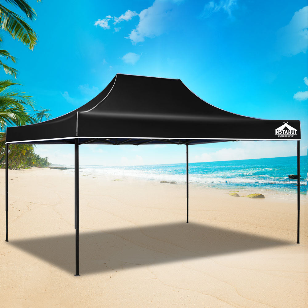Gazebo Pop Up Marquee 3x4.5 Folding Tent 500D Wedding Camping Black