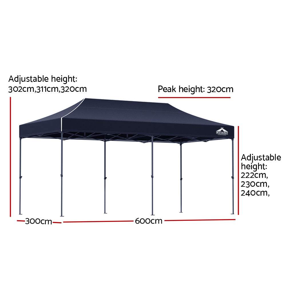 Gazebo Pop Up Marquee 3x6 Folding Tent Wedding 500D Oxford Camping Navy