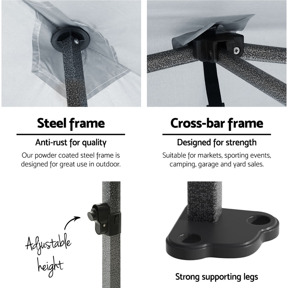 Gazebo Pop Up Marquee 3x6 Folding Tent Wedding 500D Oxford Fabric White