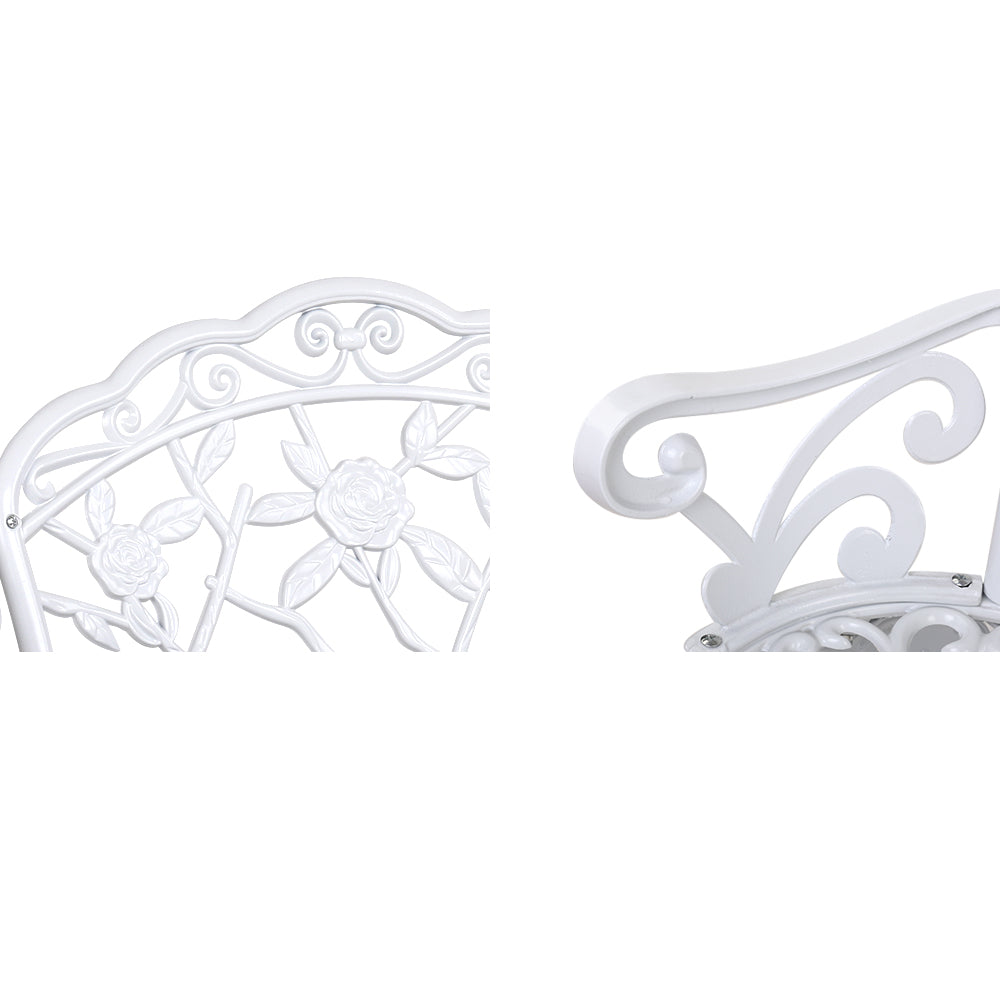 Outdoor Garden Bench Seat 100cm Cast Aluminium Outdoor Patio Chair Vintage White