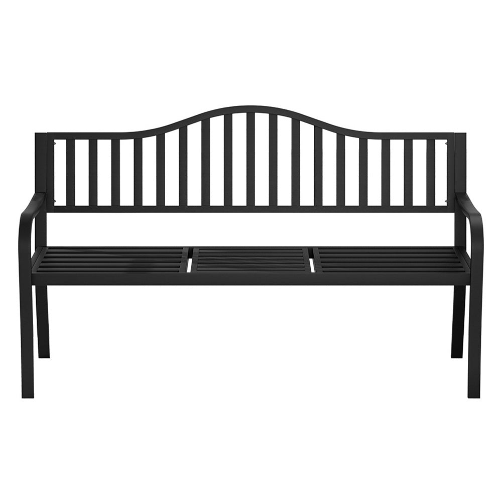 Outdoor Garden Bench Seat Loveseat Steel Foldable Table Patio Furniture Black