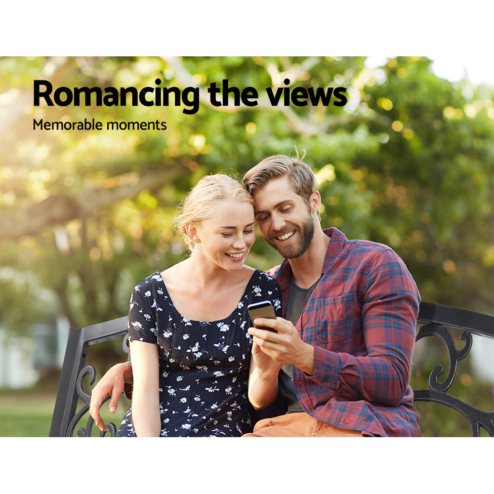 Outdoor Garden Bench Seat Steel Outdoor Furniture 3 Seater Park Black