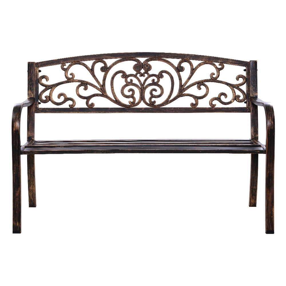 Outdoor Garden Bench Seat Steel Outdoor Furniture 3 Seater Park Bronze