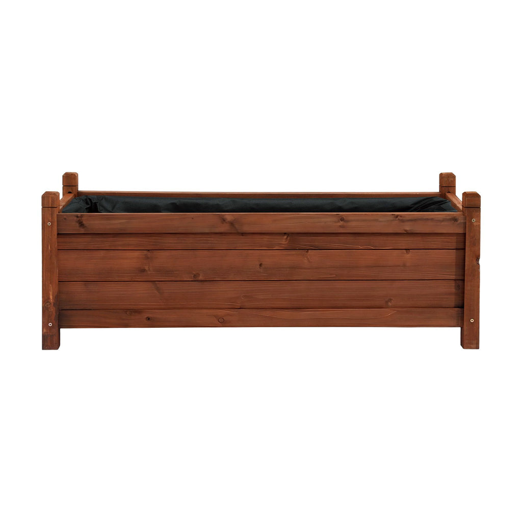 Green Fingers Garden Bed Wooden Planter Box Raised Container Growing 90x30x33cm Brown