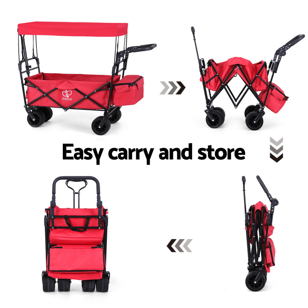 Garden Cart with Removable Canopy Red