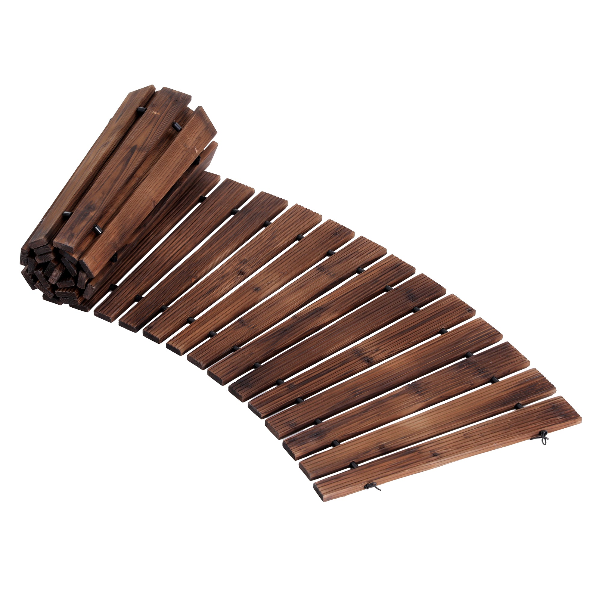 Gardeon 8FT Wooden Garden Pathway Roll-Out Curved Walkway Outdoor Backyard Charcoal Brown