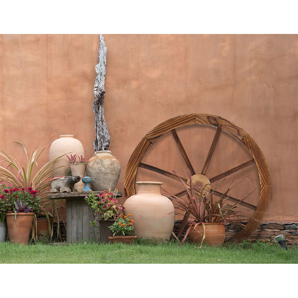 Garden Decor Outdoor Ornament 2X Wooden Wagon Wheel