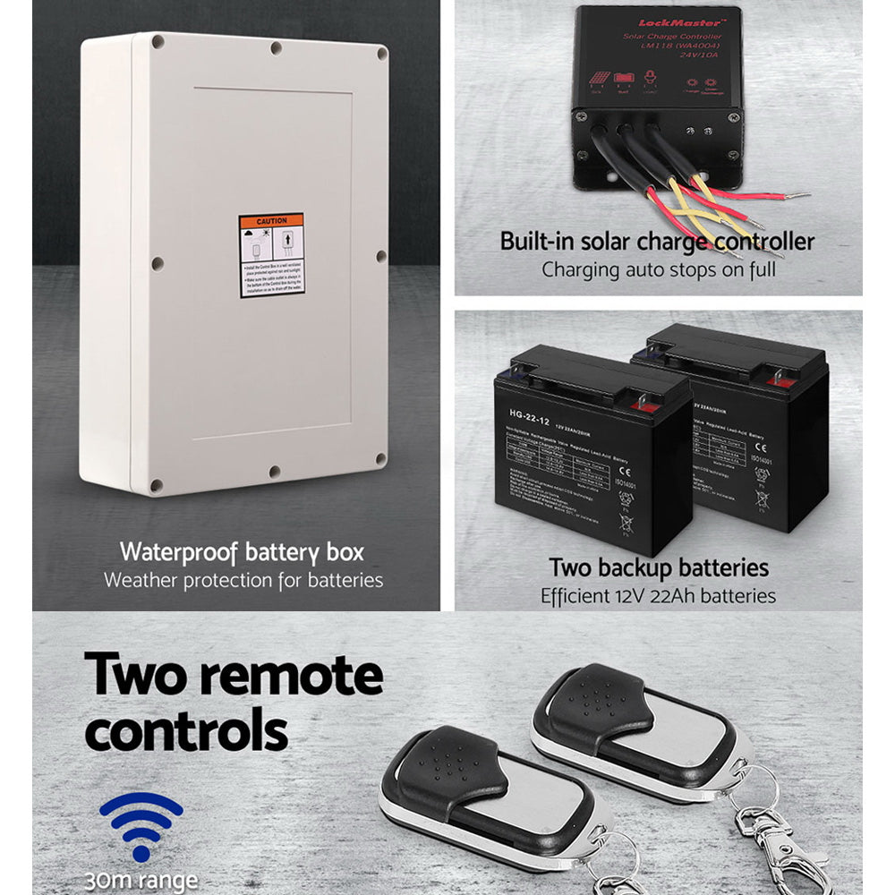 Lockmaster Single Swing Gate Opener 600KG 40W Solar Panel