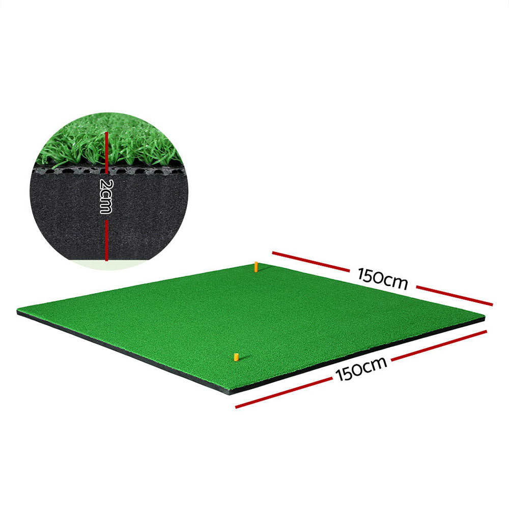 Golf Hitting Mat Portable Driving鑱絉ange Practice鑱絋raining Aid 150x150cm