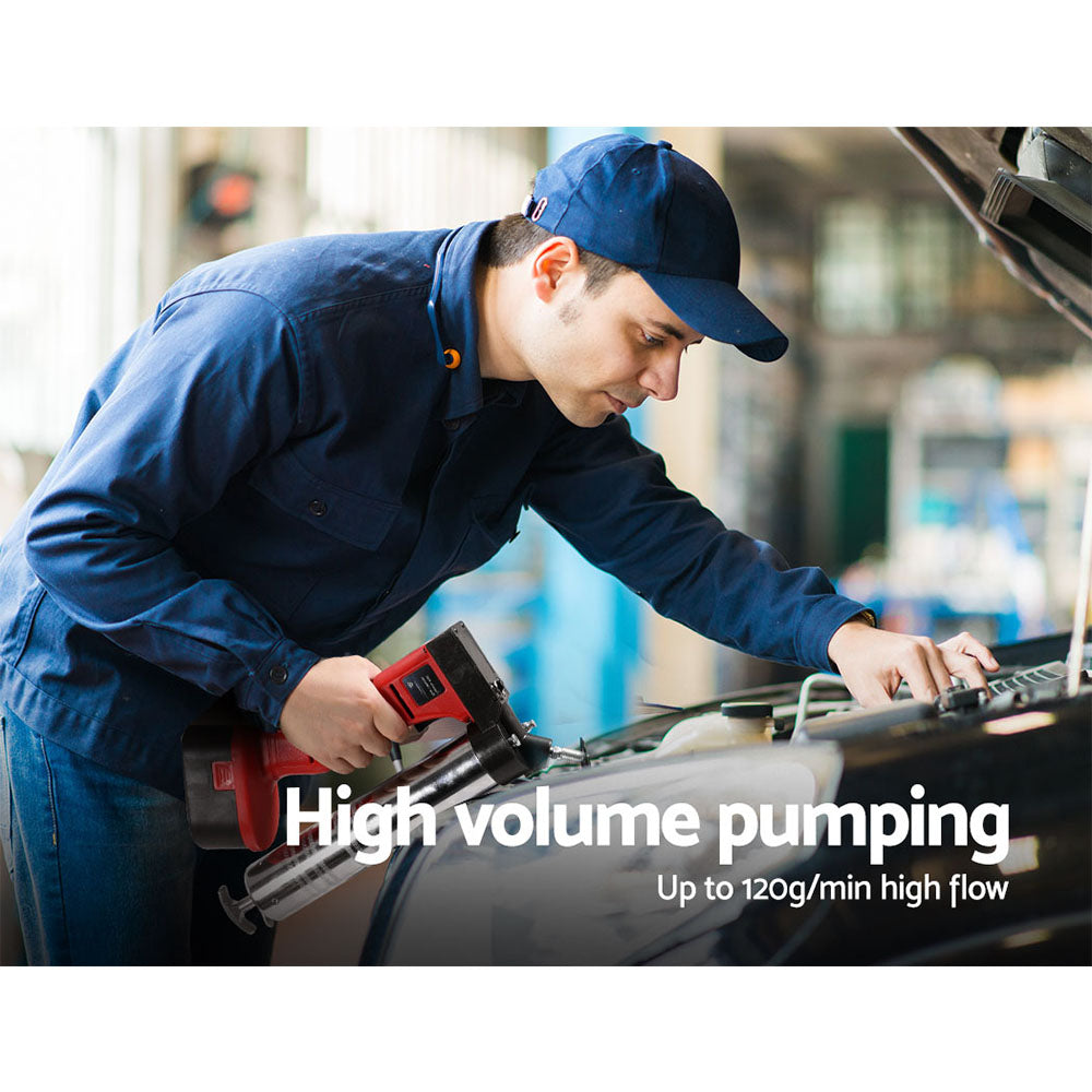 Grease Gun Cordless 20v 450g 9000PSI 76cm Hose Electric Battery Cartridge