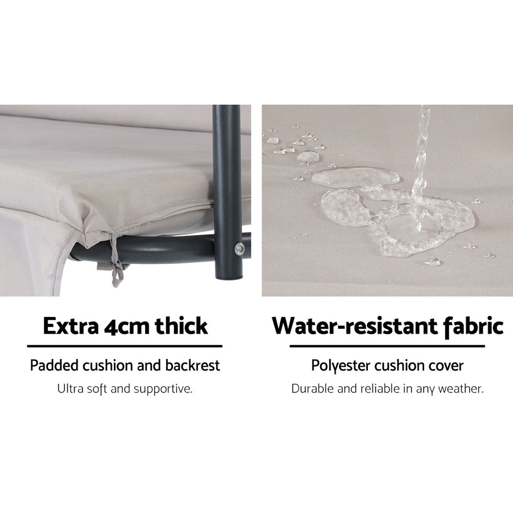 Outdoor Swing Chair Garden Chair Bench Furniture Canopy 3 Seater Beige