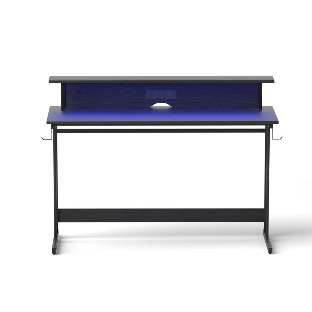 Artiss Gaming Desk with LED Lights Computer Desk Table with Monitor Shelf Power 120cm