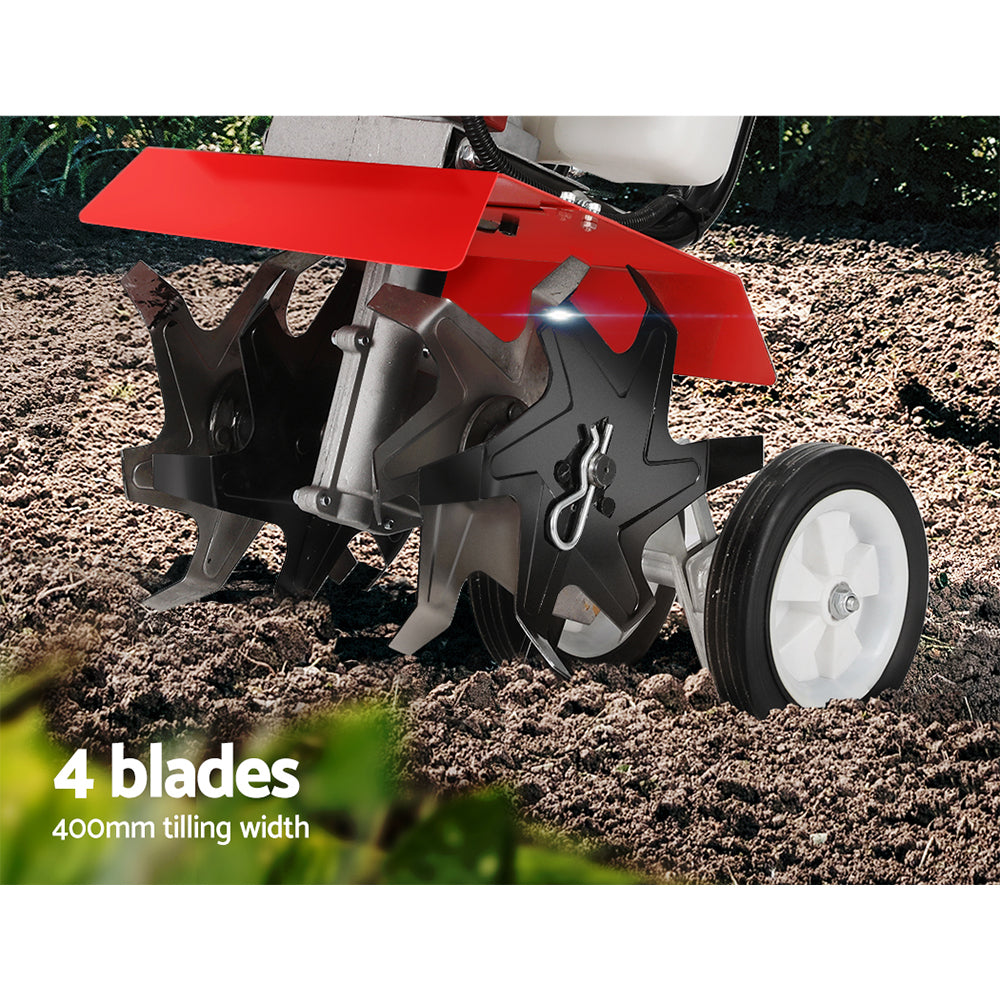 88CC Tiller Garden Cultivator Rototiller 4 Blades Soil Plower Rotary Hoe