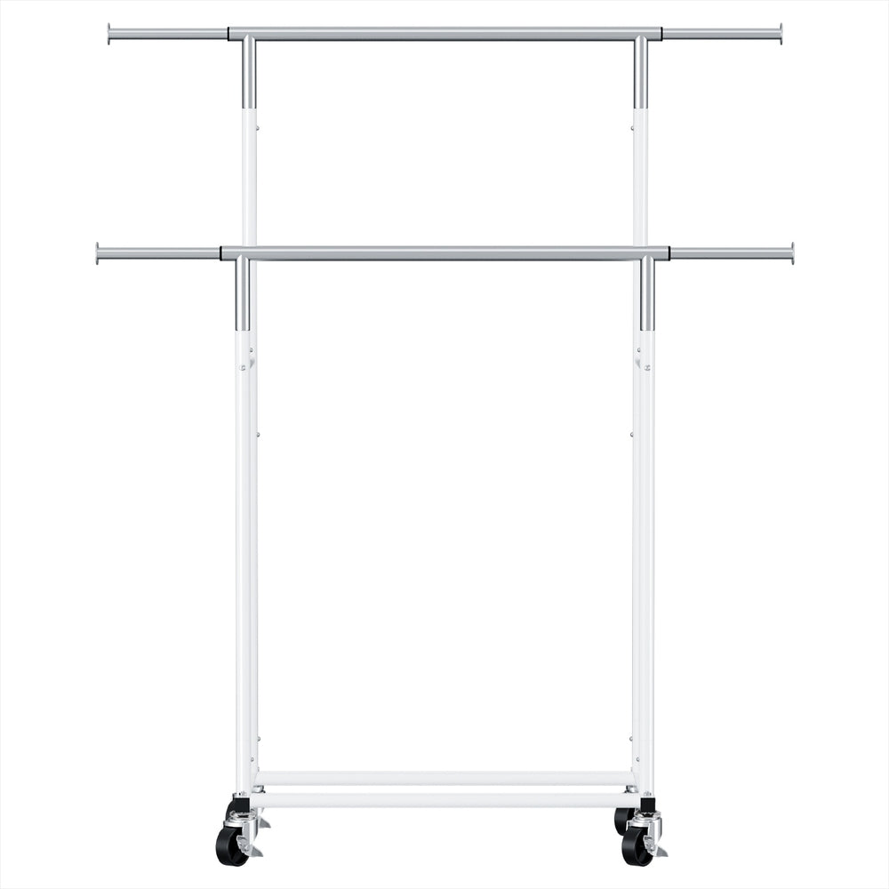 Clothes Rack Double Rod Airer Rail Coat Stand Adjustable Hanger