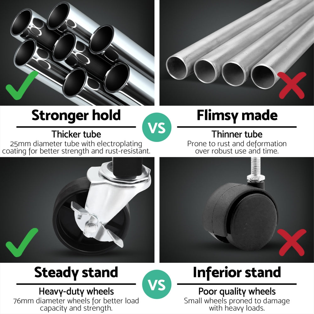 Clothes Rack Double Rod Airer Rail Coat Stand Adjustable Hanger