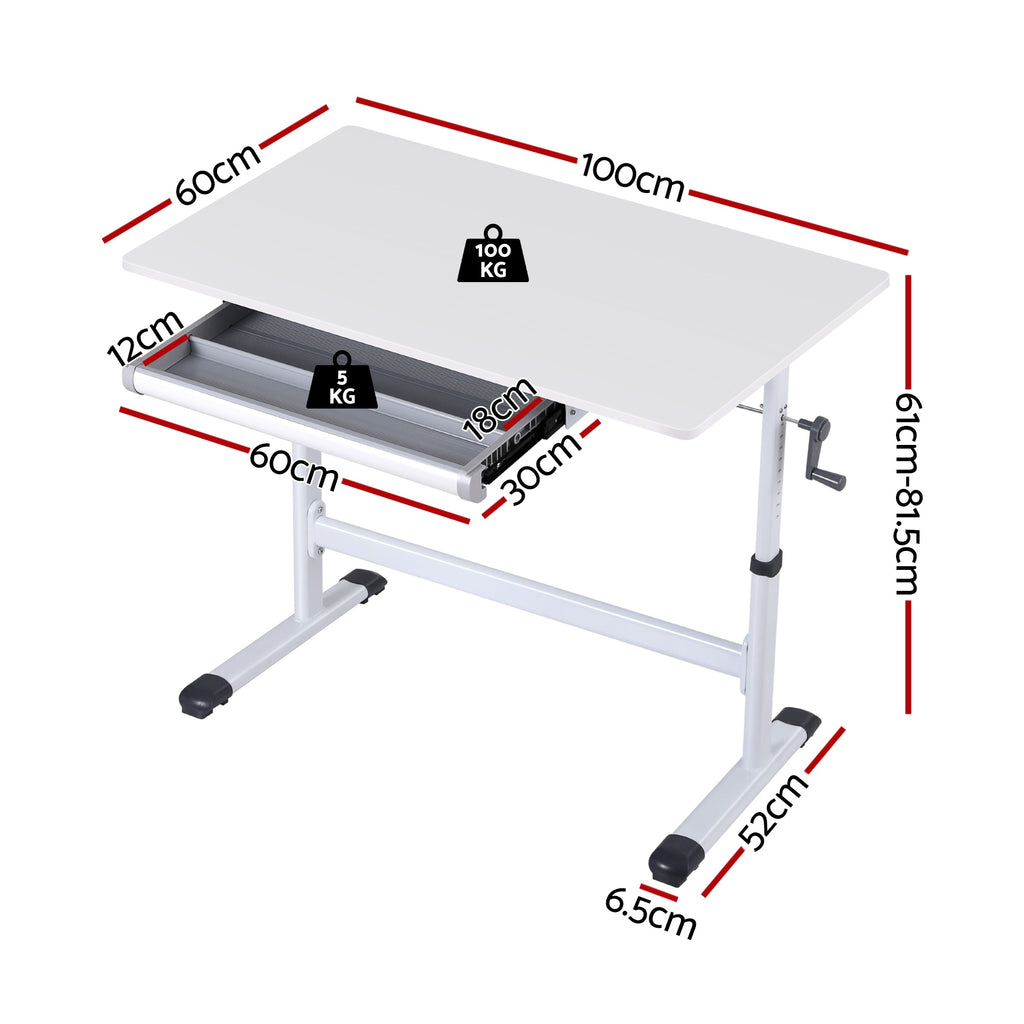Artiss Standing Desk Height Adjustable Workstation Computer Desks Study 100CM White