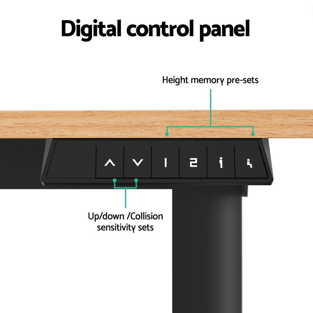 Electric Standing Desk 140cm Adjustable Height Motorised Home Office Desk Oak Black