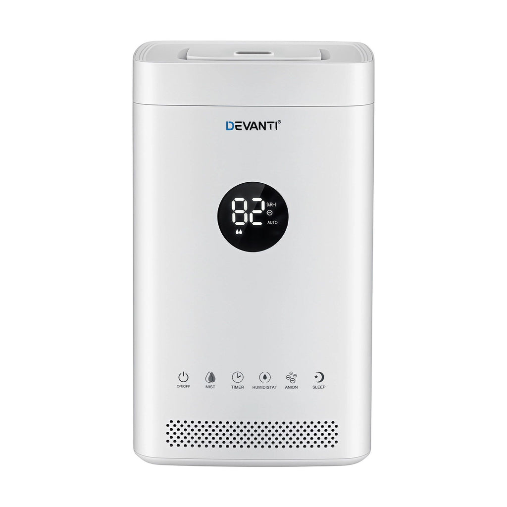Devanti Ultrasonic Humidifier Air Purifier Top Fill Auto Humidity 3.5L White