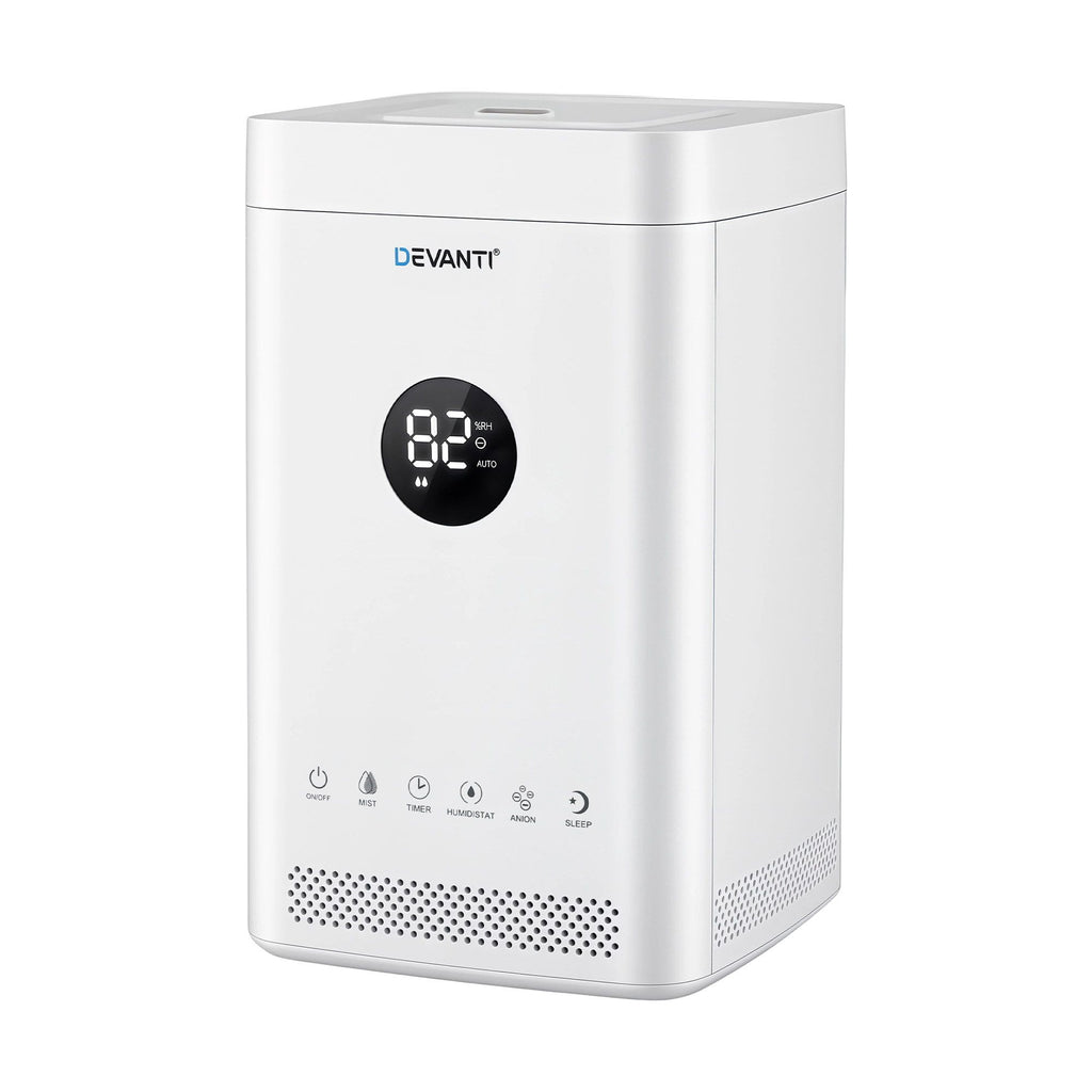 Devanti Ultrasonic Humidifier Air Purifier Top Fill Auto Humidity 3.5L White