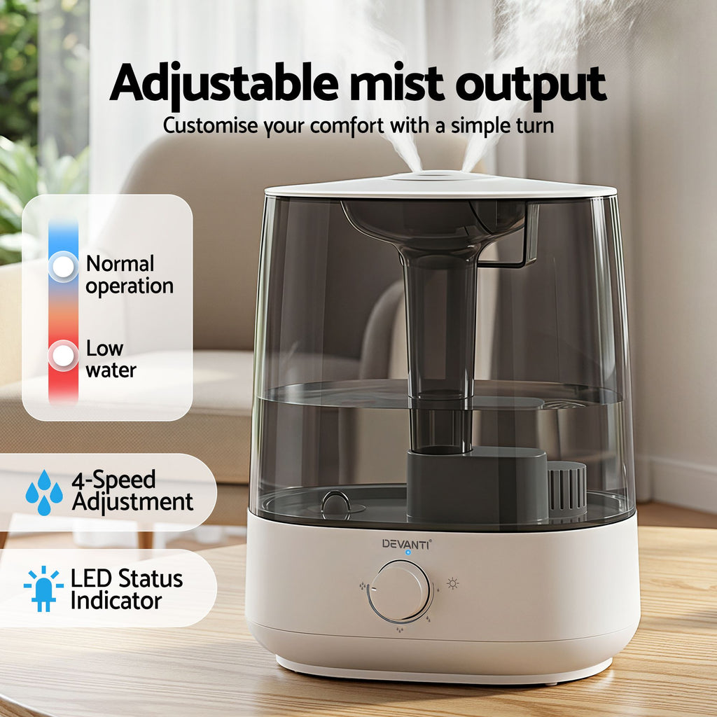 Devanti Ultrasonic Humidifier Aroma Diffuser Top Fill Quiet Bedroom 6L
