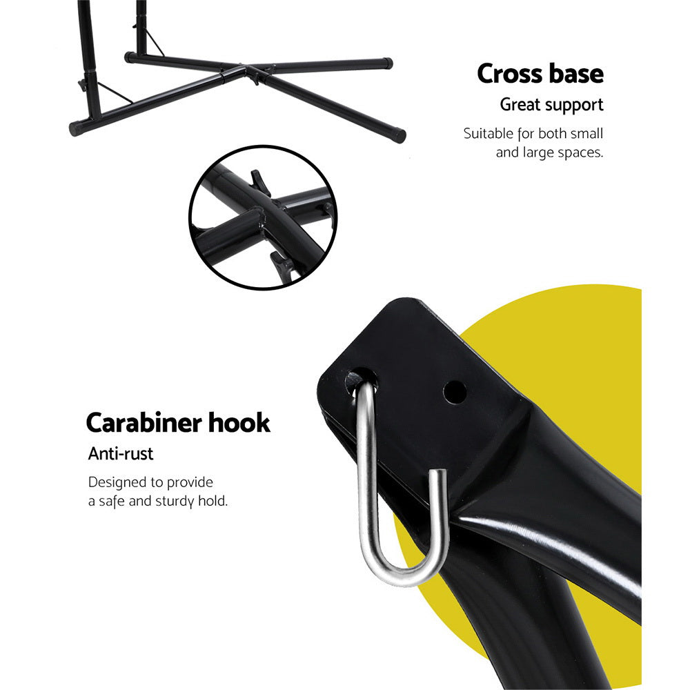 Hammock Chair with Steel Stand Hanging Outdoor Tassel Cream