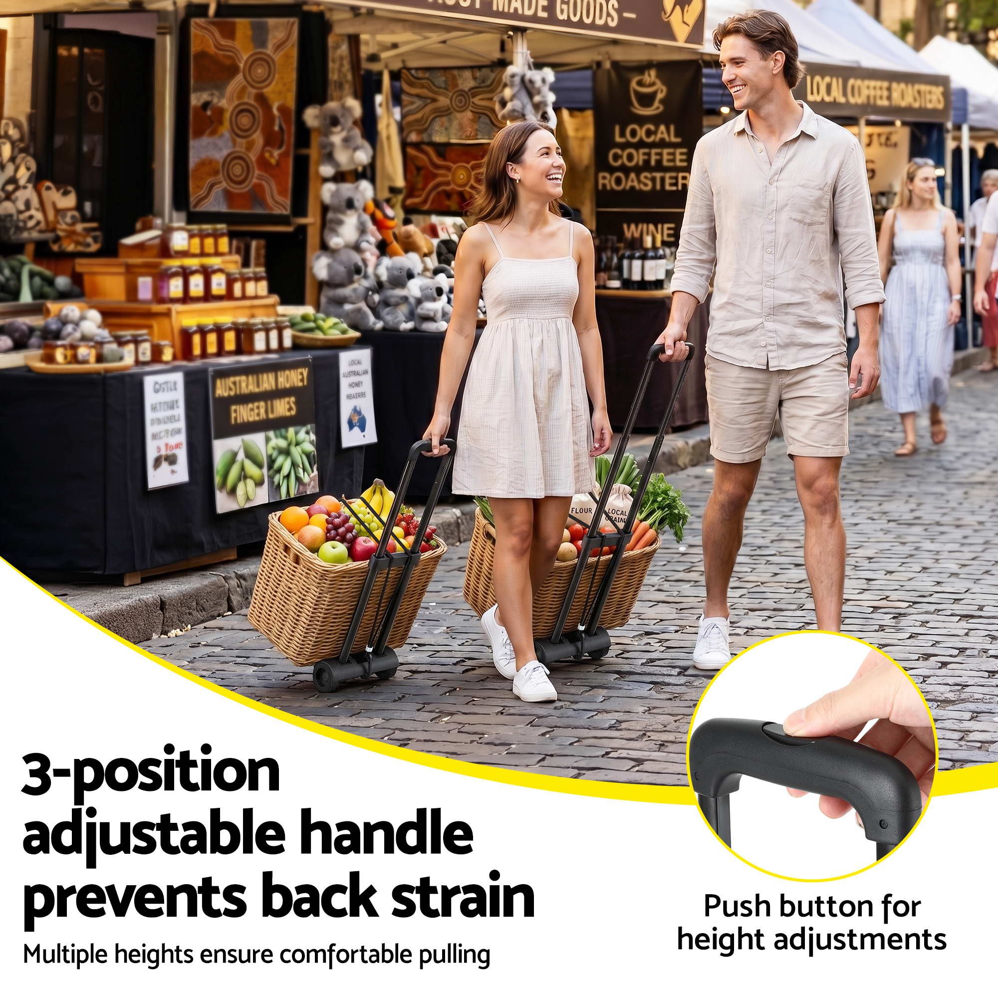 Giantz Folding Trolley Portable Hand Truck Lightweight Travel Luggage Black