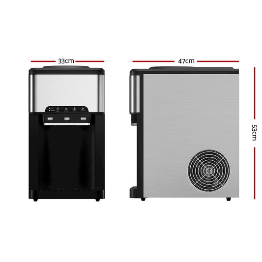 20kg 3 in 1 Ice Maker Machine Cold and Hot Water Dispenser 3L Silver