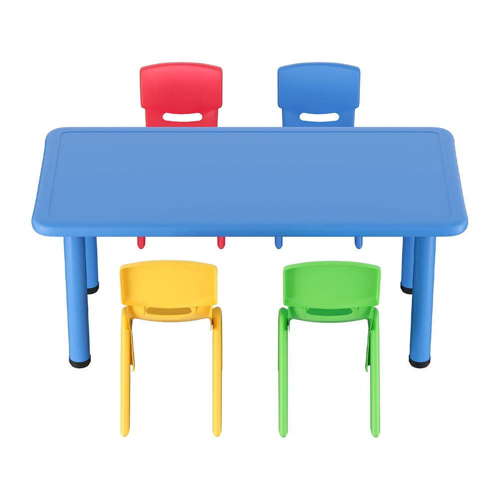 5PCS Kids Table and Chairs Set Children Study Desk Furniture Plastic 4 Chairs