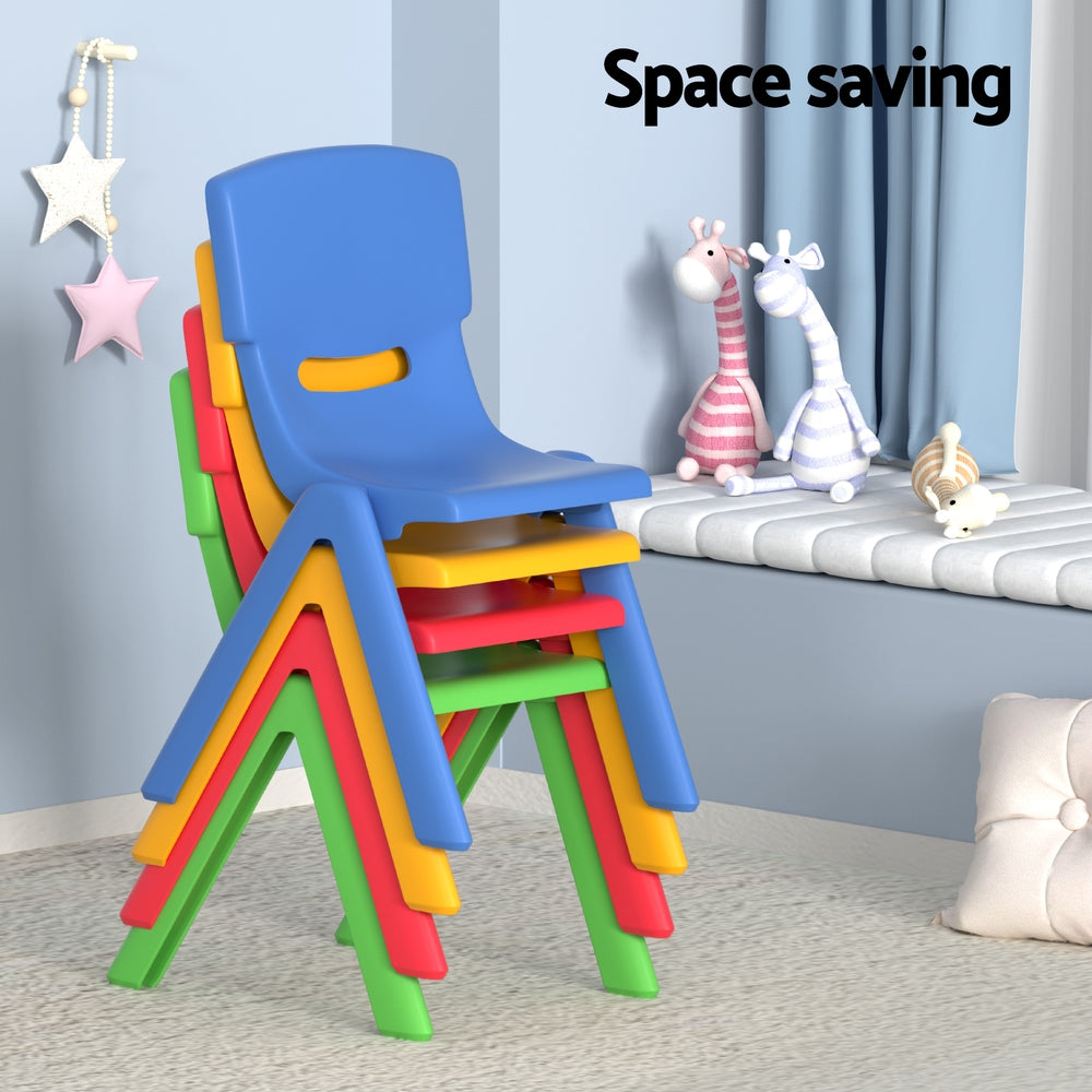 5PCS Kids Table and Chairs Set Children Study Desk Furniture Plastic 4 Chairs