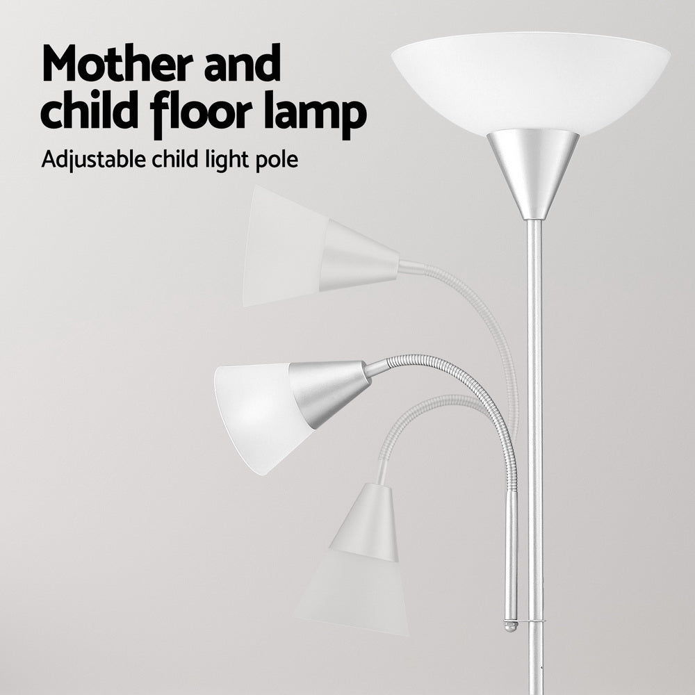 Floor Lamp Mother and Child Modern Home Living Room Office Reading Silver