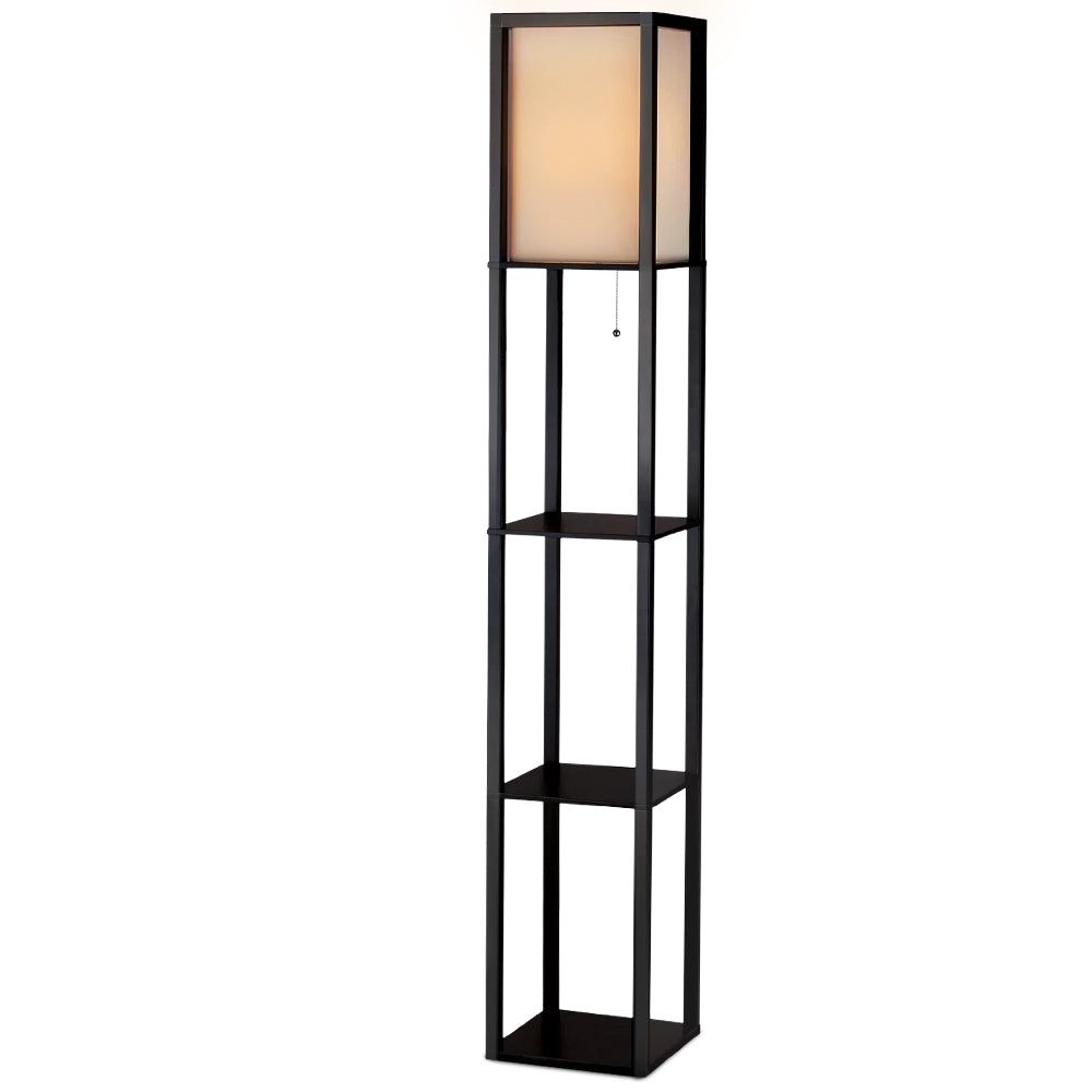 Floor Lamp 3 Tier Shelf Shelf Storage LED Light Stand Home Room Vintage Black