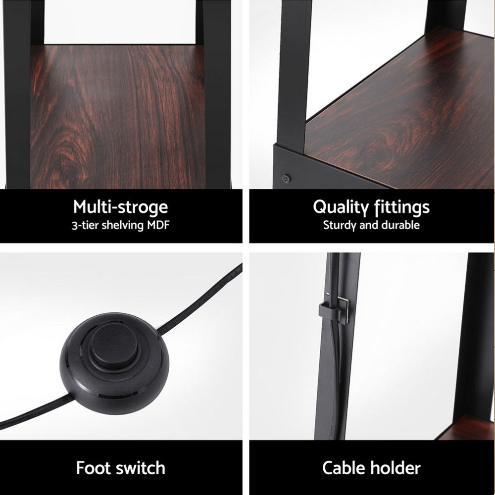 Floor Lamp 3 Tier Shelf Storage LED Light Stand Home Room Vintage White