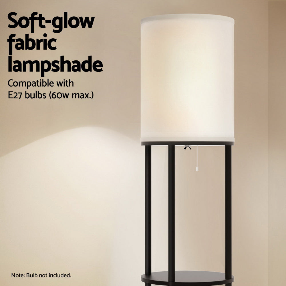 Floor Lamp 3 Tier Shelf Storage LED Light Stand Home Room Vintage Round