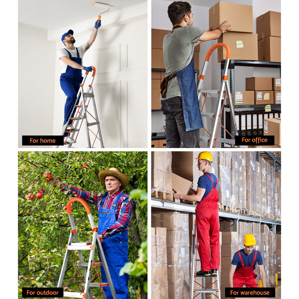 6 Step Ladder Multi-Purpose Folding Aluminium Light Weight Non Slip Platform