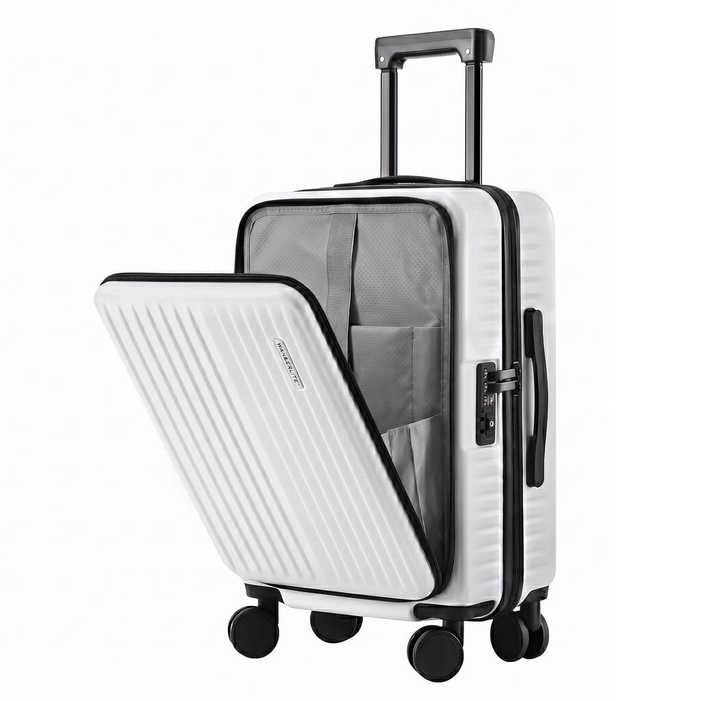 Wanderlite 20" Luggage Suitcase Front Pocket Travel Carry On Dual TSA White