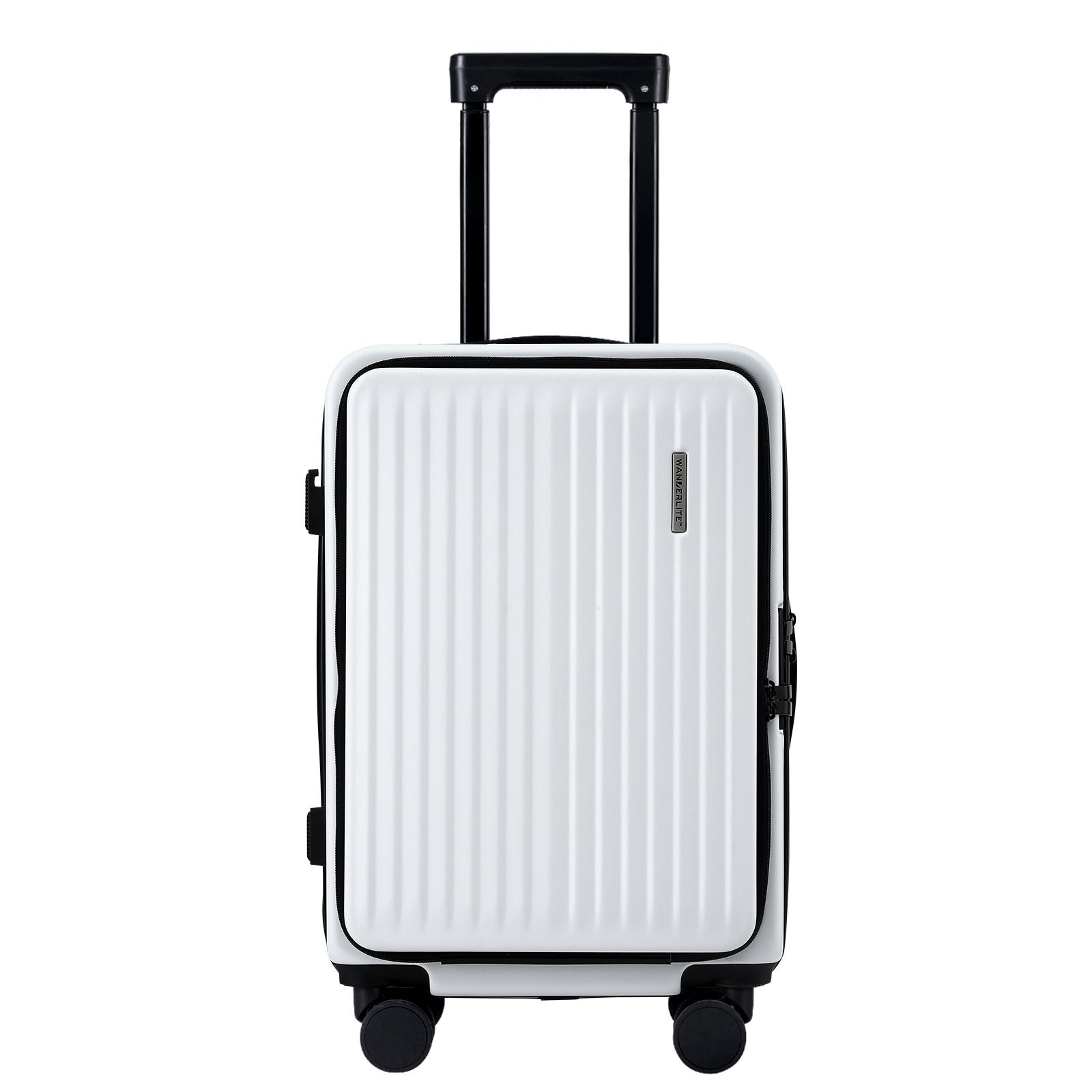 Wanderlite 20" Luggage Suitcase Front Pocket Travel Carry On Dual TSA White
