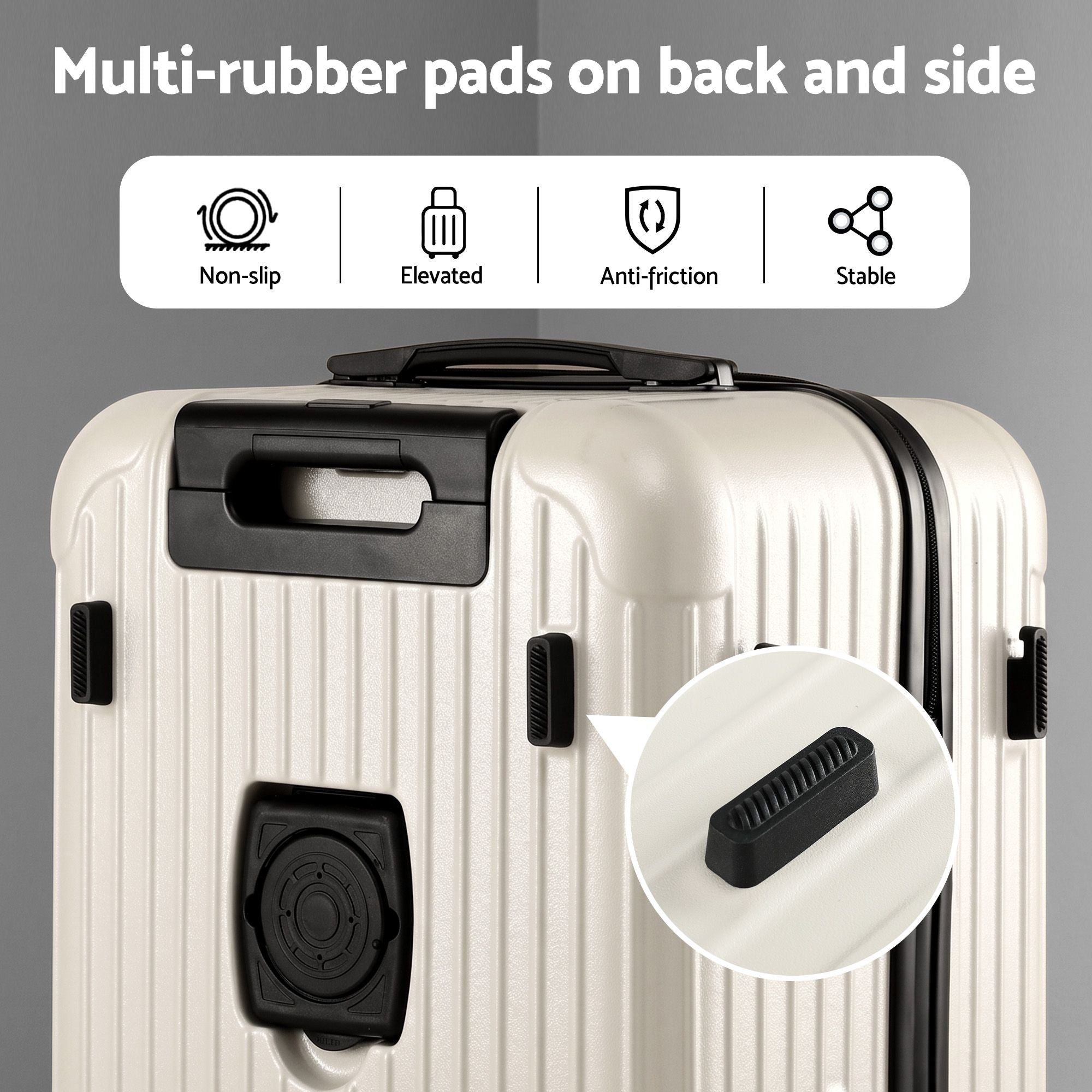 Wanderlite 28" Trunk Luggage Suitcase Travel 5 Wheels Type-C Port TSA Smoky White